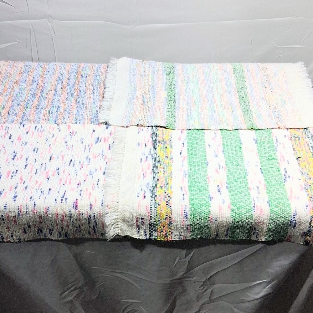 Set Of 4 Cottagecore Cotton Handwoven 12" X 18" Vintage Frilly Placemats